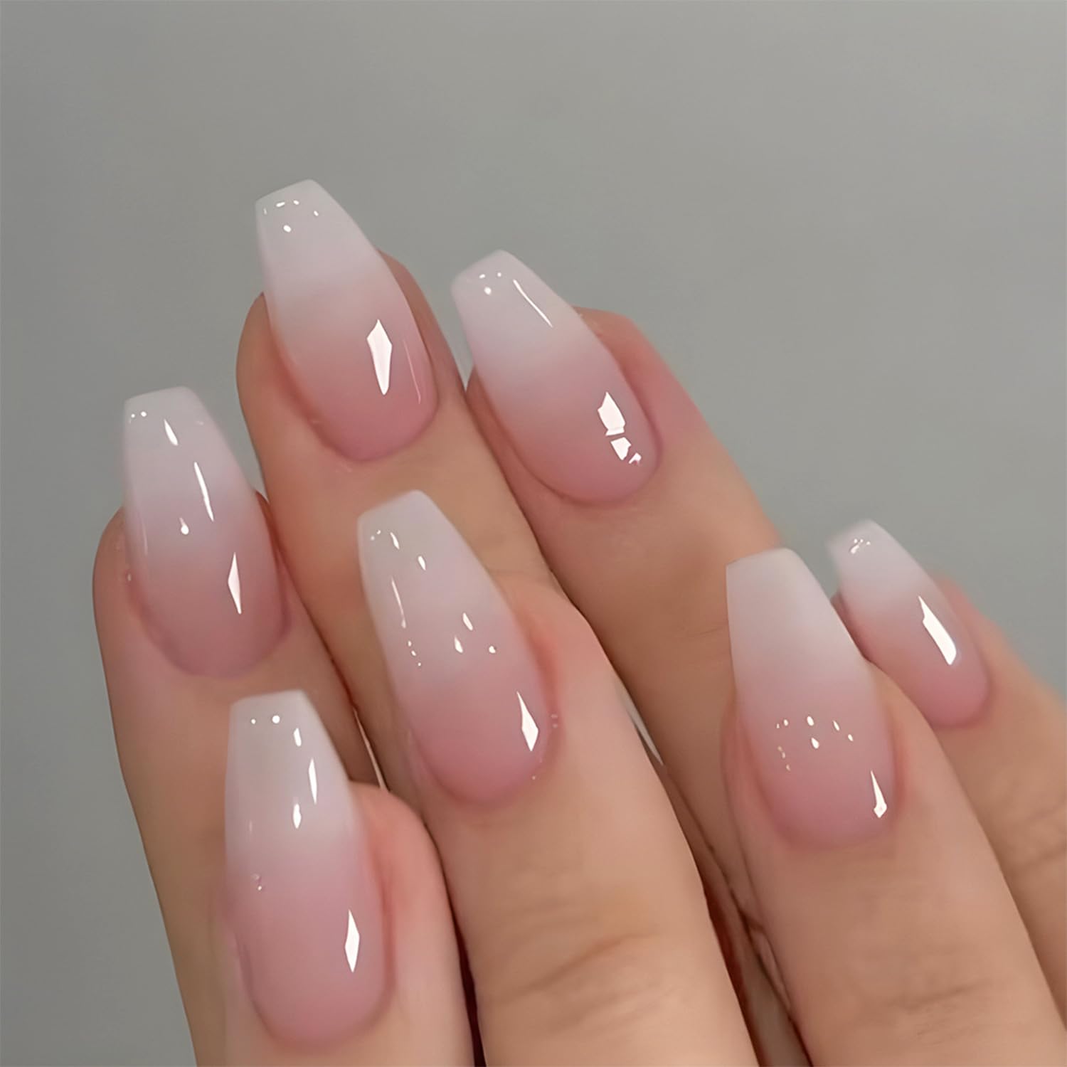 Nail Art Quotes - 24'lü Parlak Kısa Tabut Şeklinde Gradyan