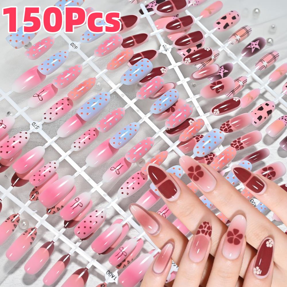 Nail Art Flower - 150 Adet Pembe Mavi Ombre Leopar