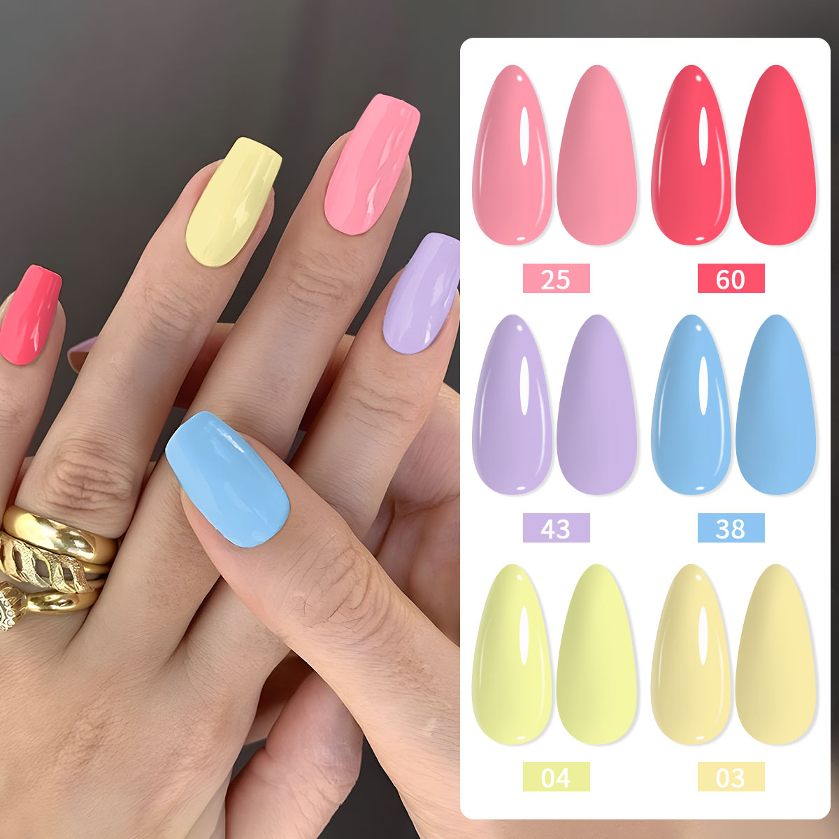 Nail Art Yellow - 6 parçalı oje seti, sıcak pembe,