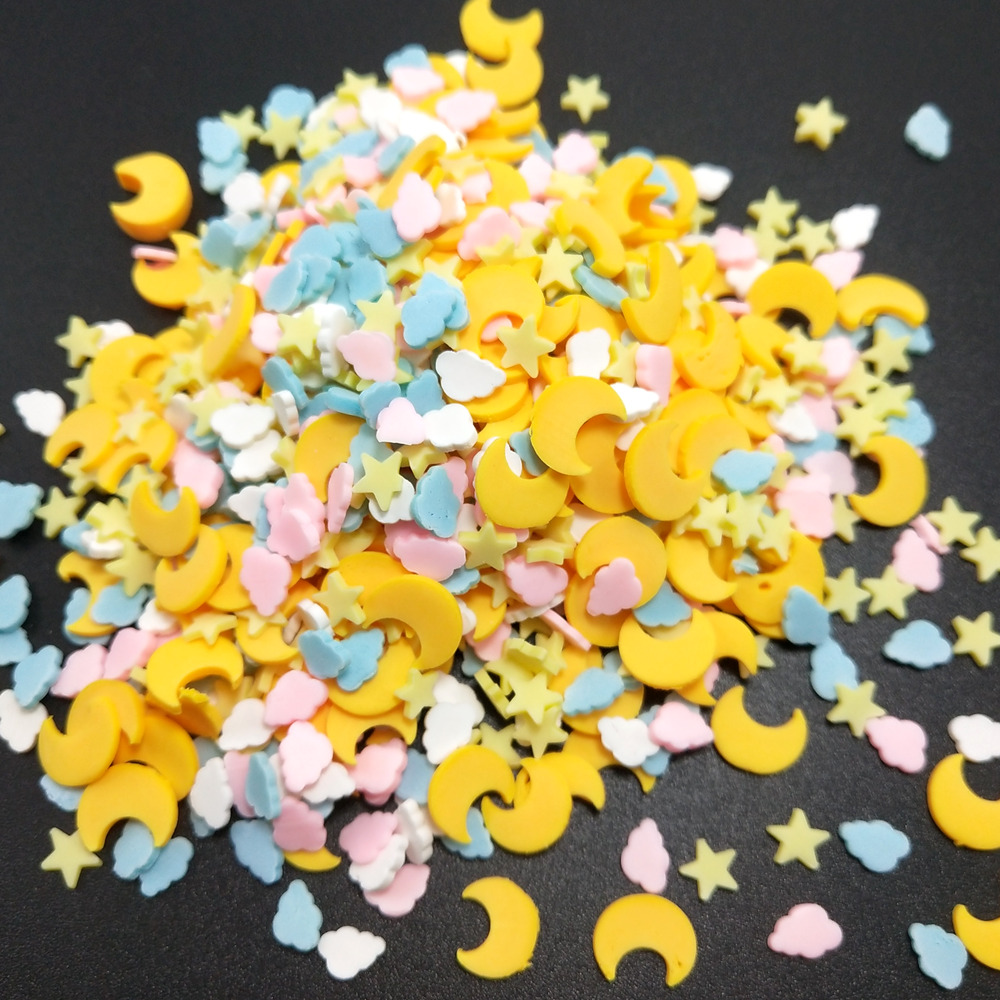 Nail Art Yellow - 50g sarı yıldız/bulutlar polimer Clays için