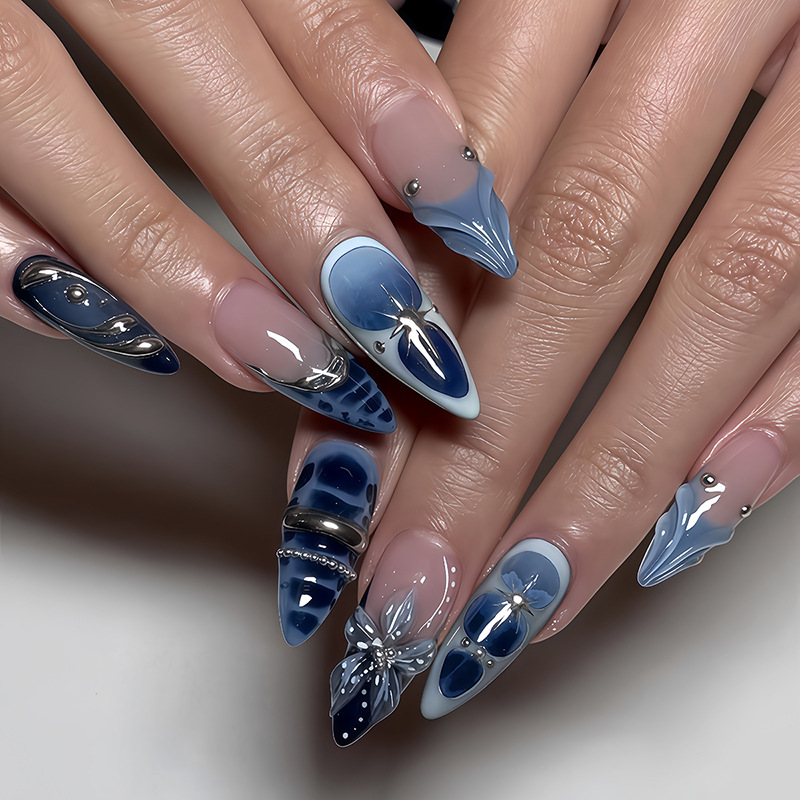 Nail Art Full Design - 24 Adet Orta Boy Badem Şeklinde