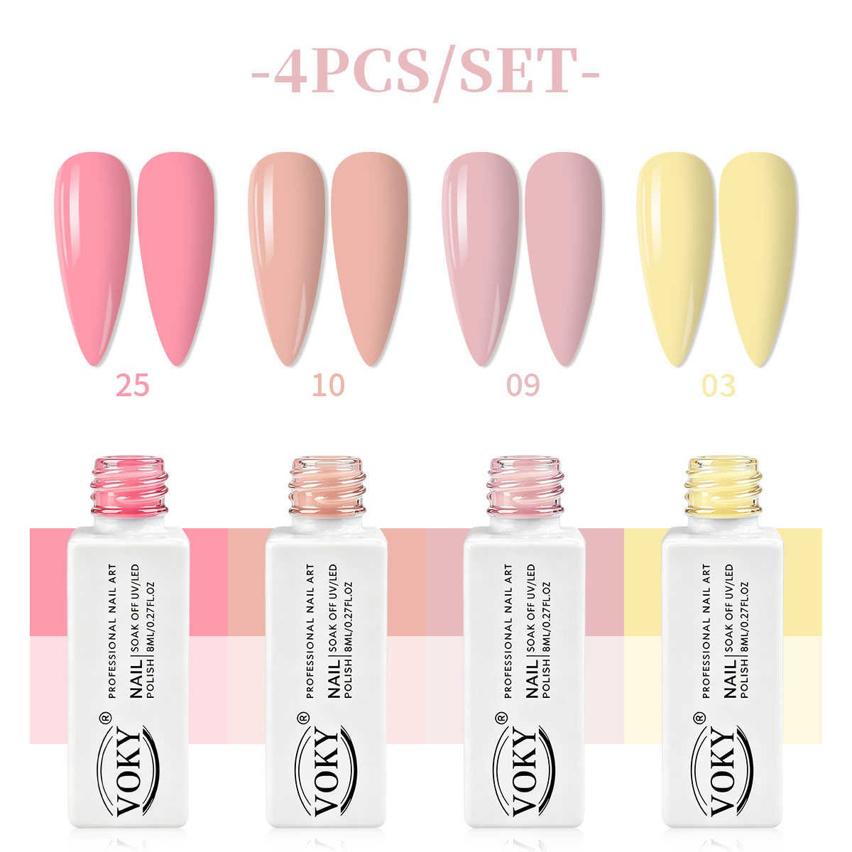 Nail Art Yellow - VOKY dört parçalı nude pembe krem