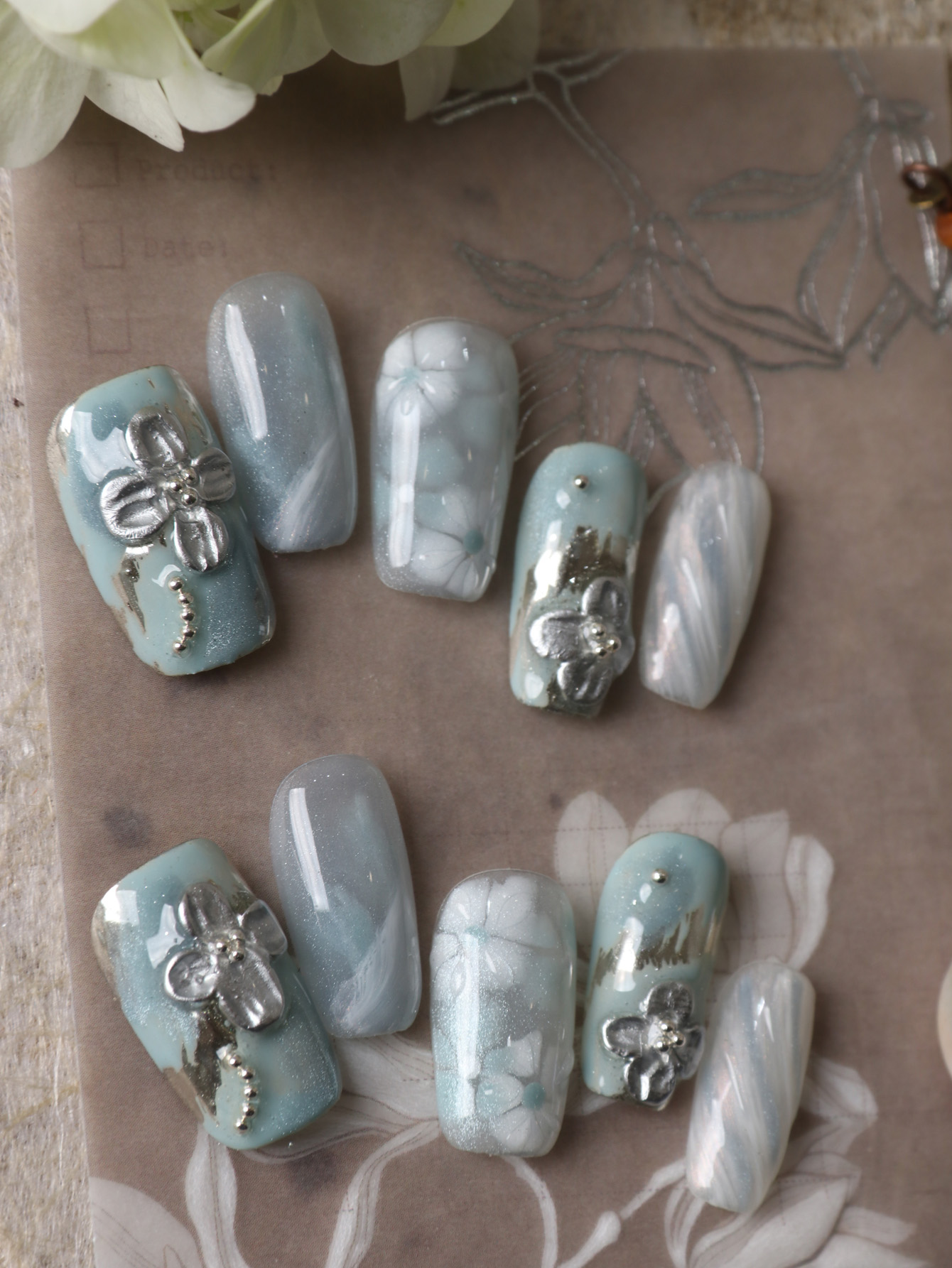 10 adet tırnaklar üzerinde bas - Nail Art Flower incelemesi ve fiyatı